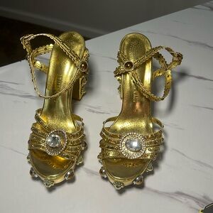 Gold embellishments strap on sandals